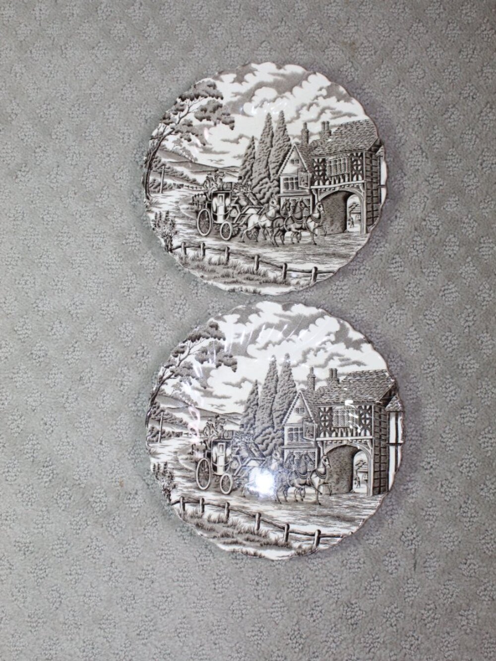 Set of 2 Royal Mail Staffordshire Ware Brown & Ivory 7.75" Salad Plates